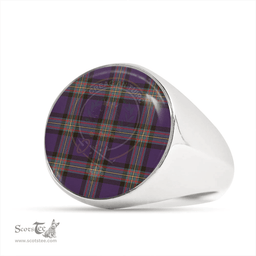 Scottish MacLaren of Broich Weathered Clan Tartan Ring - Crest Classic Scottish Plaid Tartan Plaid