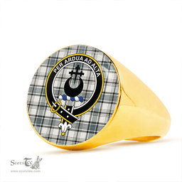 Scottish Hannay (Haney) (Hanna of Sorbie) Weathered Clan Tartan Ring - Crest Classic Scottish Plaid Tartan Plaid