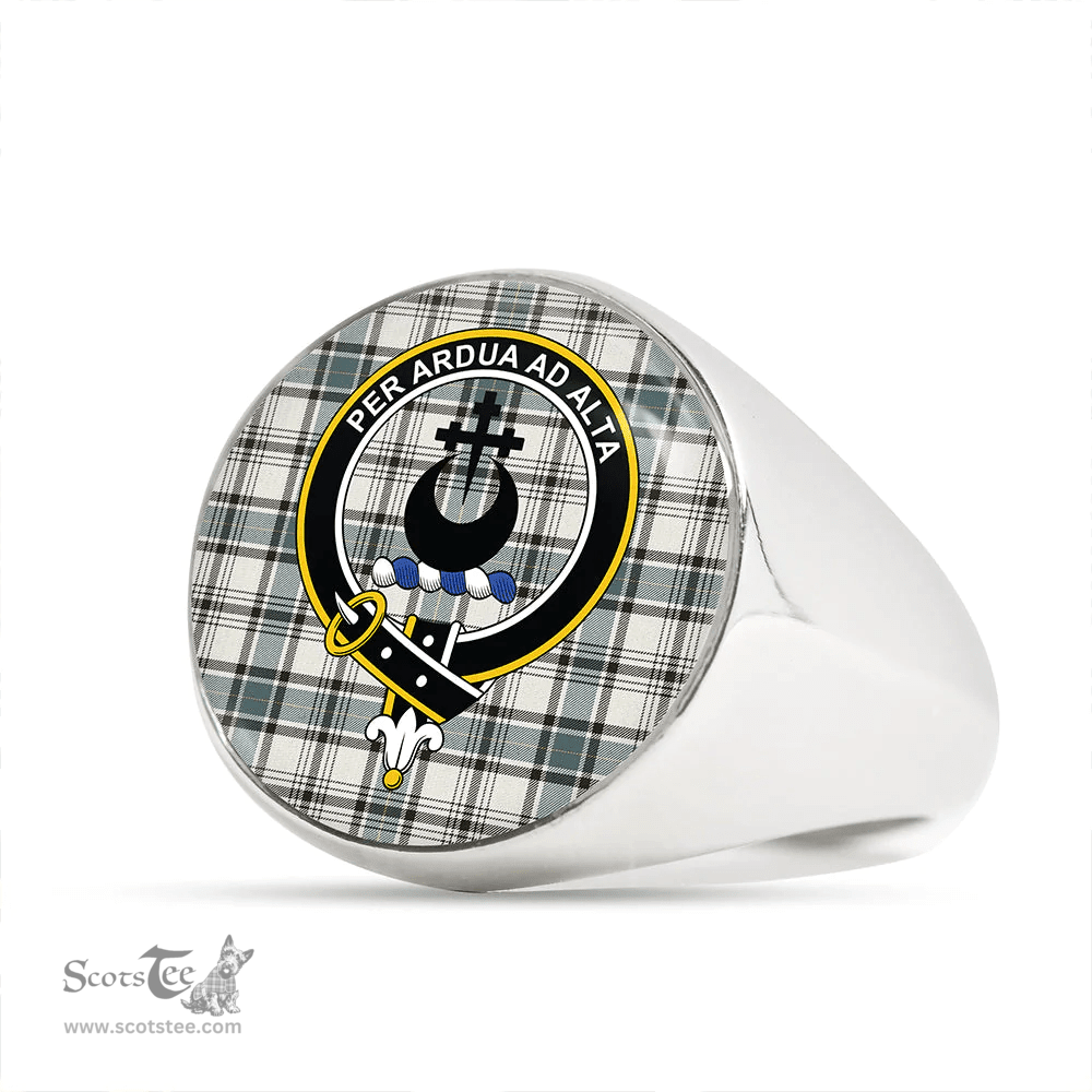 Scottish Hannay (Haney) (Hanna of Sorbie) Weathered Clan Tartan Ring - Crest Classic Scottish Plaid Tartan Plaid