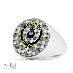 Scottish Hannay (Haney) (Hanna of Sorbie) Weathered Clan Tartan Ring - Crest Classic Scottish Plaid Tartan Plaid