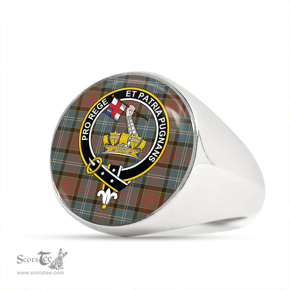 Scottish Paisley District (Drennan District) Weathered Clan Tartan Ring - Crest Classic Scottish Plaid Tartan Plaid