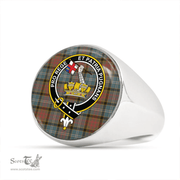 Scottish Paisley District (Drennan District) Weathered Clan Tartan Ring - Crest Classic Scottish Plaid Tartan Plaid