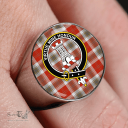 Scottish MacLean of Duart Dress Red Ancient Clan Tartan Ring - Crest Classic Scottish Plaid Tartan Plaid