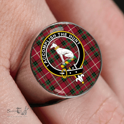 Scottish Hunter of Bute (Michael Maroon) Modern Clan Tartan Ring - Crest Classic Scottish Plaid Tartan Plaid