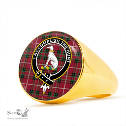 Scottish Hunter of Bute (Michael Maroon) Modern Clan Tartan Ring - Crest Classic Scottish Plaid Tartan Plaid