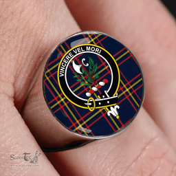Scottish MacLaine of LochBuie Hunting (MacLaine) Modern Clan Tartan Ring - Crest Classic Scottish Plaid Tartan Plaid