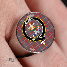 Scottish Murray of Abercairney Portrait (Murray of Abercairney; Portrait) Weathered Clan Tartan Ring - Crest Classic Scottish Plaid Tartan Plaid