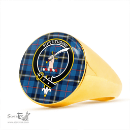 Scottish MacRae of America Modern Clan Tartan Ring - Crest Classic Scottish Plaid Tartan Plaid