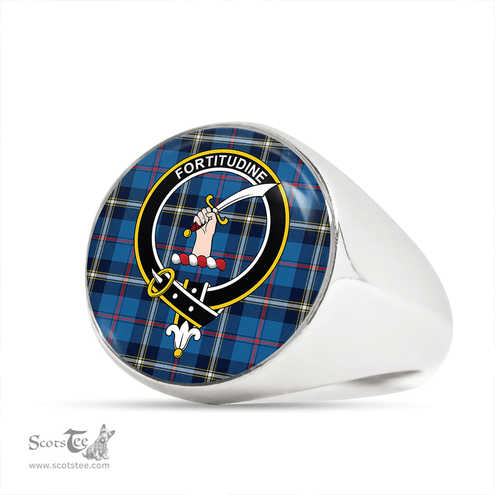 Scottish MacRae of America Modern Clan Tartan Ring - Crest Classic Scottish Plaid Tartan Plaid