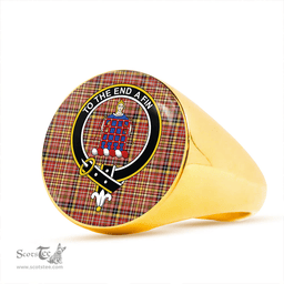 Scottish Ogilvie of Strathallan Ancient Clan Tartan Ring - Crest Classic Scottish Plaid Tartan Plaid