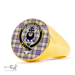 Scottish Hannay (Haney) (Hanna of Sorbie) Ancient Clan Tartan Ring - Crest Classic Scottish Plaid Tartan Plaid