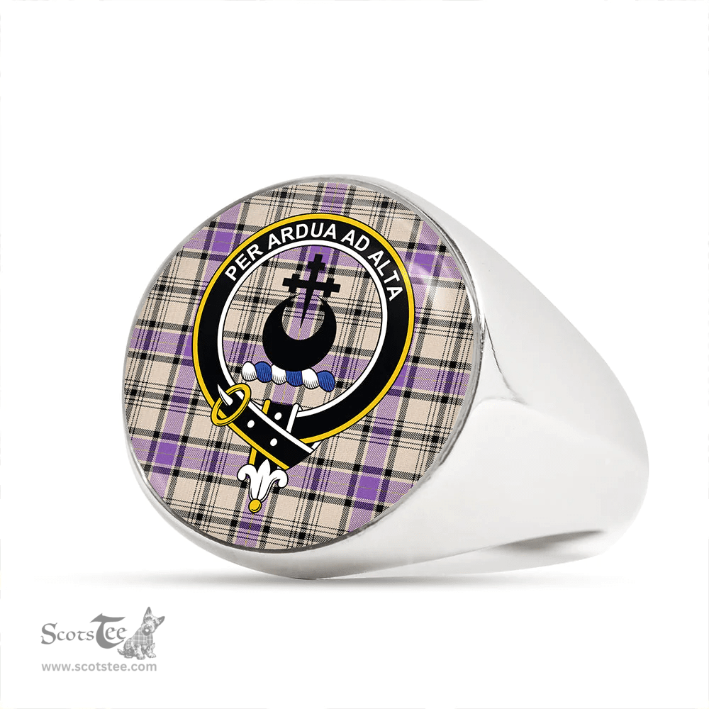 Scottish Hannay (Haney) (Hanna of Sorbie) Ancient Clan Tartan Ring - Crest Classic Scottish Plaid Tartan Plaid