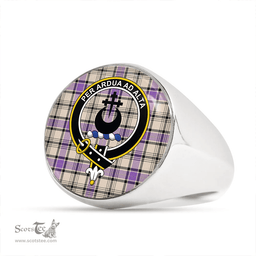 Scottish Hannay (Haney) (Hanna of Sorbie) Ancient Clan Tartan Ring - Crest Classic Scottish Plaid Tartan Plaid