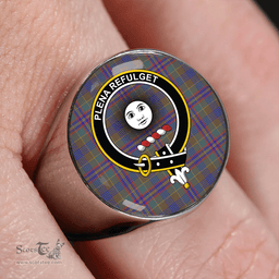 Scottish Pitcairn Hunting Weathered Clan Tartan Ring - Crest Classic Scottish Plaid Tartan Plaid