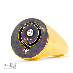 Scottish Pitcairn Hunting Weathered Clan Tartan Ring - Crest Classic Scottish Plaid Tartan Plaid