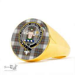 Scottish Murray of Atholl Dress (Murray Dress) Weathered Clan Tartan Ring - Crest Classic Scottish Plaid Tartan Plaid