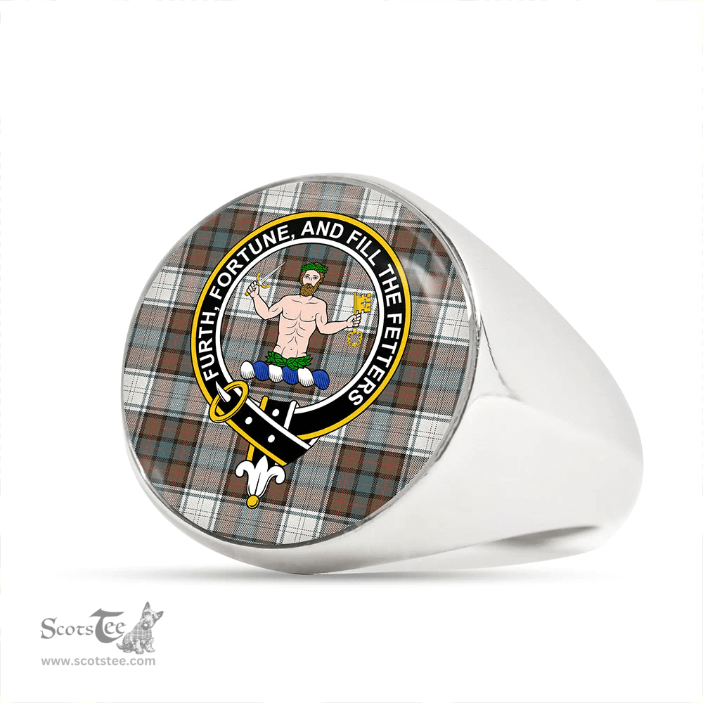 Scottish Murray of Atholl Dress (Murray Dress) Weathered Clan Tartan Ring - Crest Classic Scottish Plaid Tartan Plaid