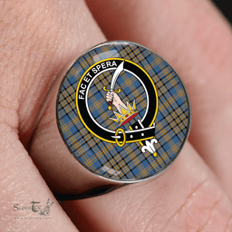 Scottish Matheson Blue; Hunting Ancient Clan Tartan Ring - Crest Classic Scottish Plaid Tartan Plaid
