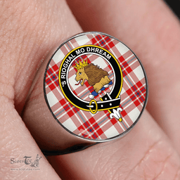 Scottish MacGregor Dress Red (Gregor Dress Red) Modern Clan Tartan Ring - Crest Classic Scottish Plaid Tartan Plaid