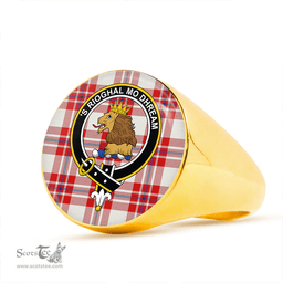 Scottish MacGregor Dress Red (Gregor Dress Red) Modern Clan Tartan Ring - Crest Classic Scottish Plaid Tartan Plaid