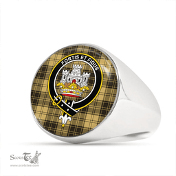 Scottish MacLachlan Chief's Dress Weathered Clan Tartan Ring - Crest Classic Scottish Plaid Tartan Plaid