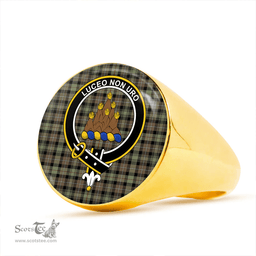 Scottish MacKenzie Hunting; Brown Ancient Clan Tartan Ring - Crest Classic Scottish Plaid Tartan Plaid