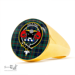Scottish MacLeod of Assynt Modern Clan Tartan Ring - Crest Classic Scottish Plaid Tartan Plaid