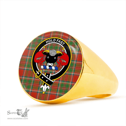 Scottish MacLeod of Gesto Ancient Clan Tartan Ring - Crest Classic Scottish Plaid Tartan Plaid