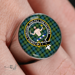 Scottish Murray of Atholl (Murray) Ancient Clan Tartan Ring - Crest Classic Scottish Plaid Tartan Plaid