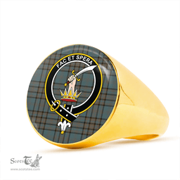 Scottish Matheson Hunting Weathered Clan Tartan Ring - Crest Classic Scottish Plaid Tartan Plaid