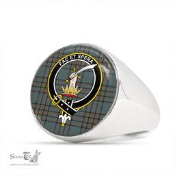 Scottish Matheson Hunting Weathered Clan Tartan Ring - Crest Classic Scottish Plaid Tartan Plaid