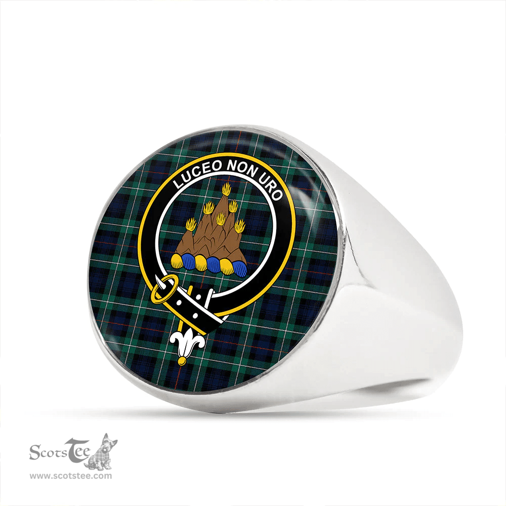 Scottish MacKenzie (Seaforth) Highland No 2 Modern Clan Tartan Ring - Crest Classic Scottish Plaid Tartan Plaid