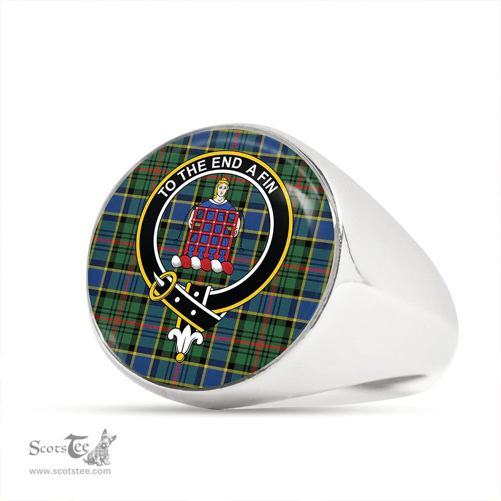 Scottish Ogilvie of Inverarity (Wilson) Modern Clan Tartan Ring - Crest Classic Scottish Plaid Tartan Plaid