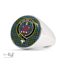 Scottish Ogilvie of Inverarity (Wilson) Modern Clan Tartan Ring - Crest Classic Scottish Plaid Tartan Plaid