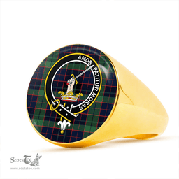 Scottish Lumsden Hunting (Lumsden Green) Modern Clan Tartan Ring - Crest Classic Scottish Plaid Tartan Plaid