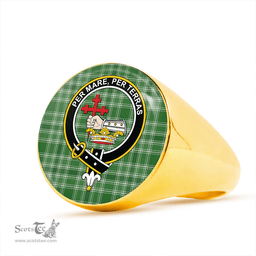 Scottish MacDonald Hunting (Donald Hunting) Ancient Clan Tartan Ring - Crest Classic Scottish Plaid Tartan Plaid