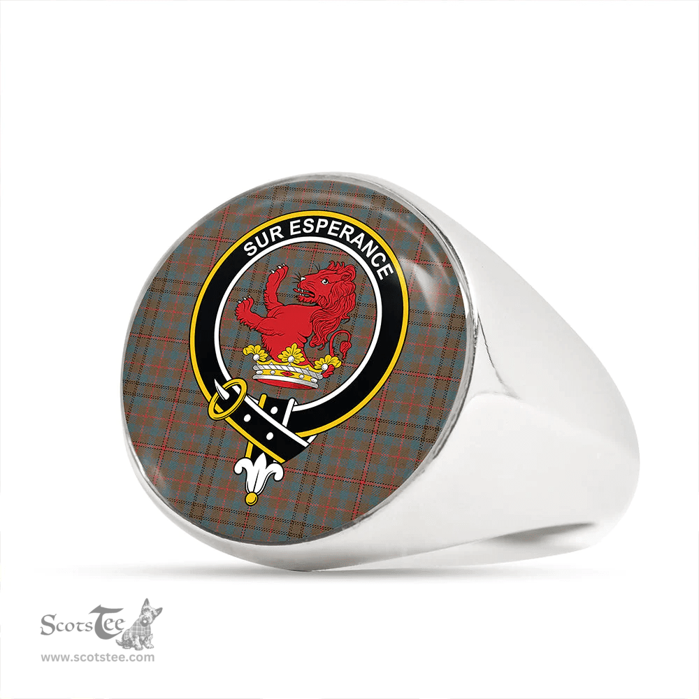 Scottish Moncrieffe of Atholl Weathered Clan Tartan Ring - Crest Classic Scottish Plaid Tartan Plaid