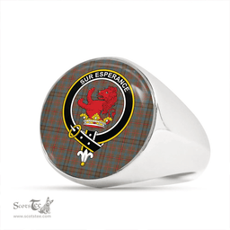 Scottish Moncrieffe of Atholl Weathered Clan Tartan Ring - Crest Classic Scottish Plaid Tartan Plaid