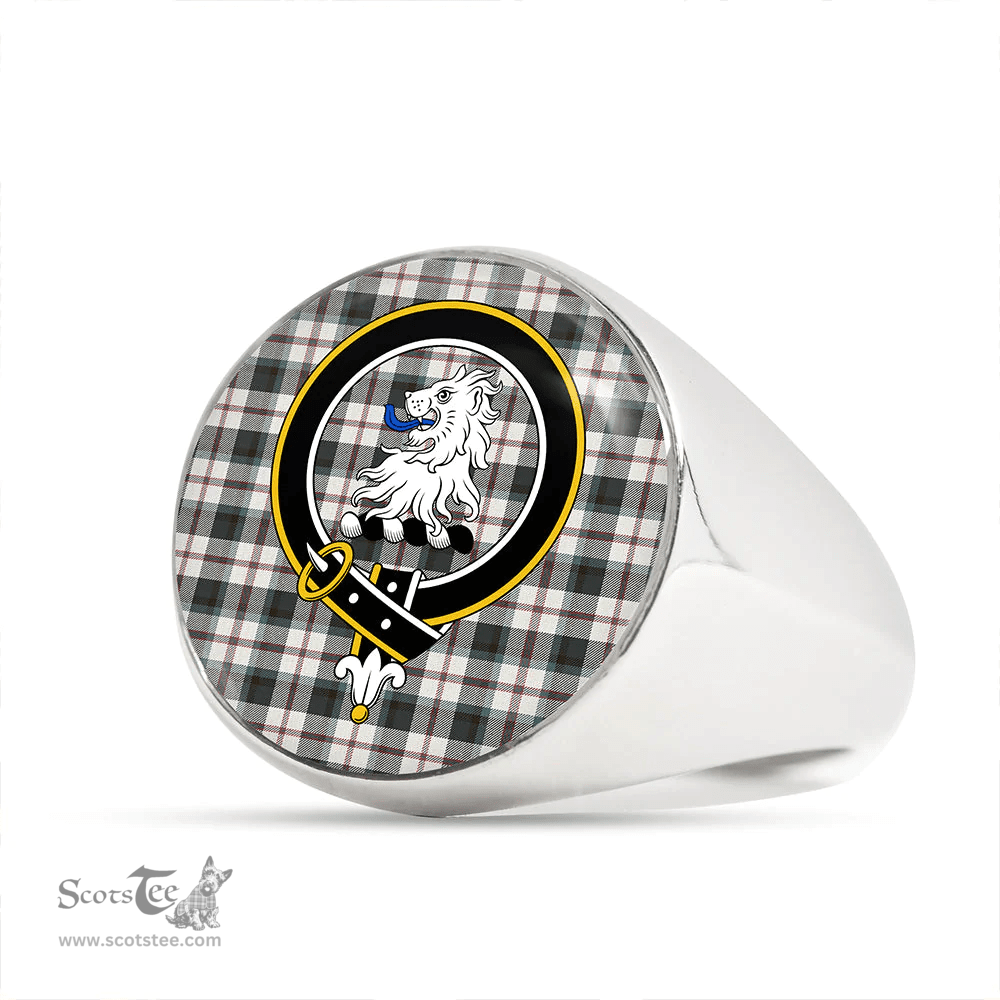 Scottish MacNaughton Dress #2 Weathered Clan Tartan Ring - Crest Classic Scottish Plaid Tartan Plaid