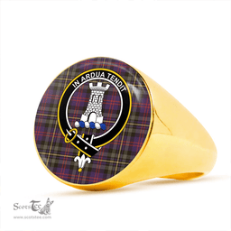 Scottish MacCallum of Berwick Weathered Clan Tartan Ring - Crest Classic Scottish Plaid Tartan Plaid