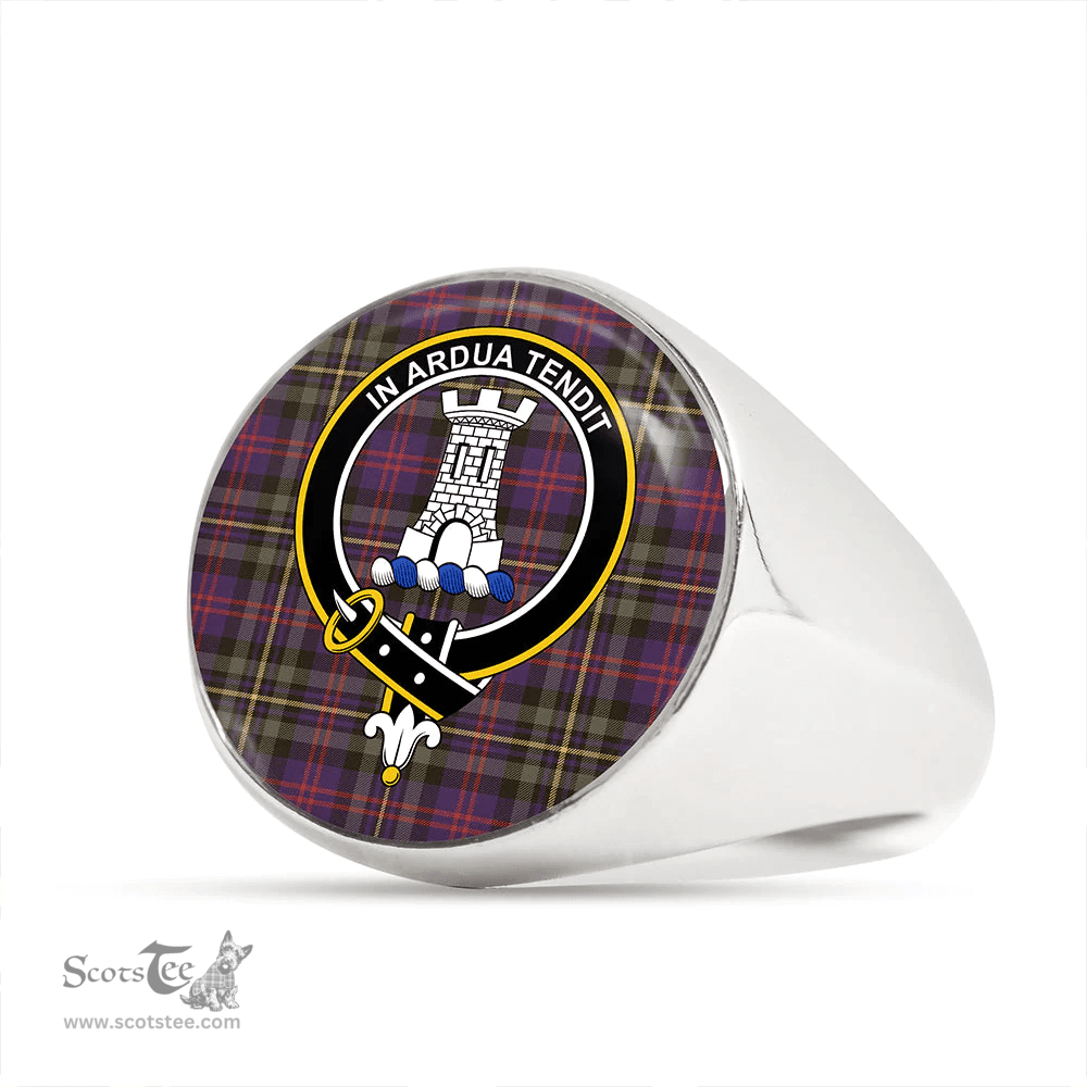 Scottish MacCallum of Berwick Weathered Clan Tartan Ring - Crest Classic Scottish Plaid Tartan Plaid