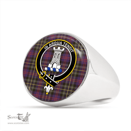 Scottish MacCallum of Berwick Weathered Clan Tartan Ring - Crest Classic Scottish Plaid Tartan Plaid