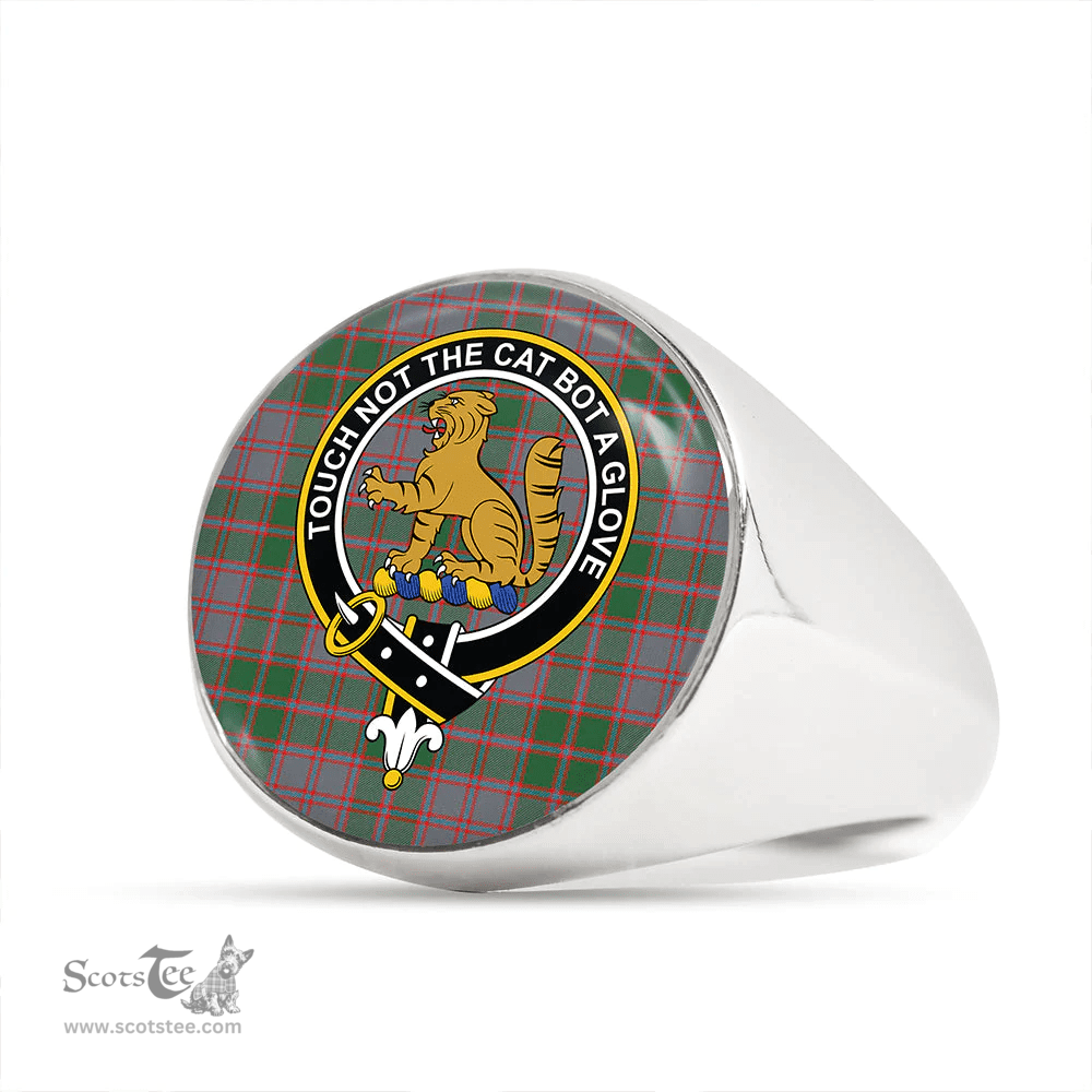 Scottish MacPherson of Glentruim Modern Clan Tartan Ring - Crest Classic Scottish Plaid Tartan Plaid
