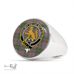 Scottish MacPherson of Glentruim Modern Clan Tartan Ring - Crest Classic Scottish Plaid Tartan Plaid