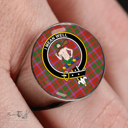 Scottish Shaw of Tordarroch Ancient Clan Tartan Ring - Crest Classic Scottish Plaid Tartan Plaid
