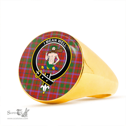 Scottish Shaw of Tordarroch Ancient Clan Tartan Ring - Crest Classic Scottish Plaid Tartan Plaid