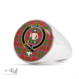 Scottish Shaw of Tordarroch Ancient Clan Tartan Ring - Crest Classic Scottish Plaid Tartan Plaid