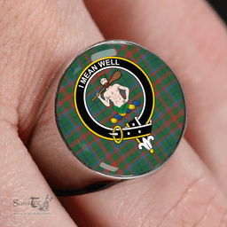 Scottish Shaw of Tordarroch Hunting Ancient Clan Tartan Ring - Crest Classic Scottish Plaid Tartan Plaid