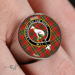 Scottish Hunter USA (Michael USA) Modern Clan Tartan Ring - Crest Classic Scottish Plaid Tartan Plaid