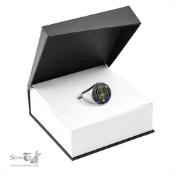 Scottish Hamilton of Clayton Modern Clan Tartan Ring - Crest Classic Scottish Plaid Tartan Plaid
